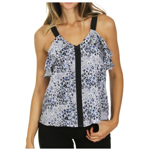 Naked Zebra Tops - NWT Women's Medium Ruffle Tank Top Blouse Animal